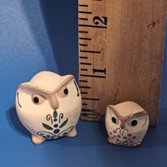 Miniature Ceramic Owl Pair .5" and 1" - Picture 4 of 5